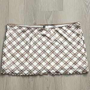 H&M Patterned Mini Skirt in Brown and Cream